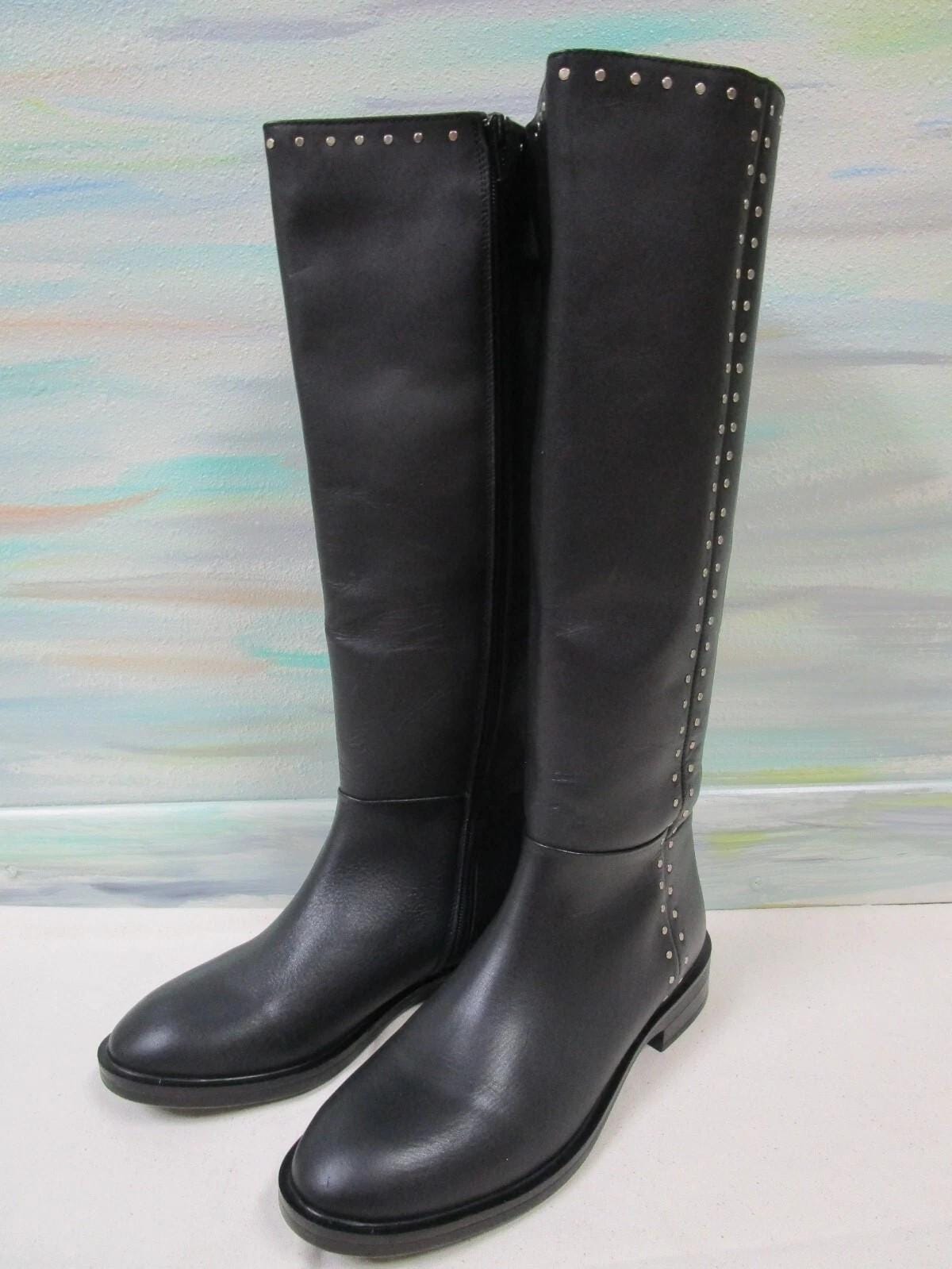 Steven Natural Comfort Zoe Black Leather Studded Riding  display picture 1