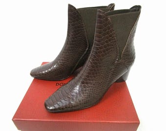 Donald J Pliner Austen Dark Brown Croco Leather Ankle Boots Size 10M –New in Box