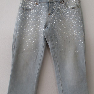 EMBELLISHED JEANS, Cache', Size 2 •Waist 24" Hips 34" Rise 8" Inseam 20" • Rhinestone Design