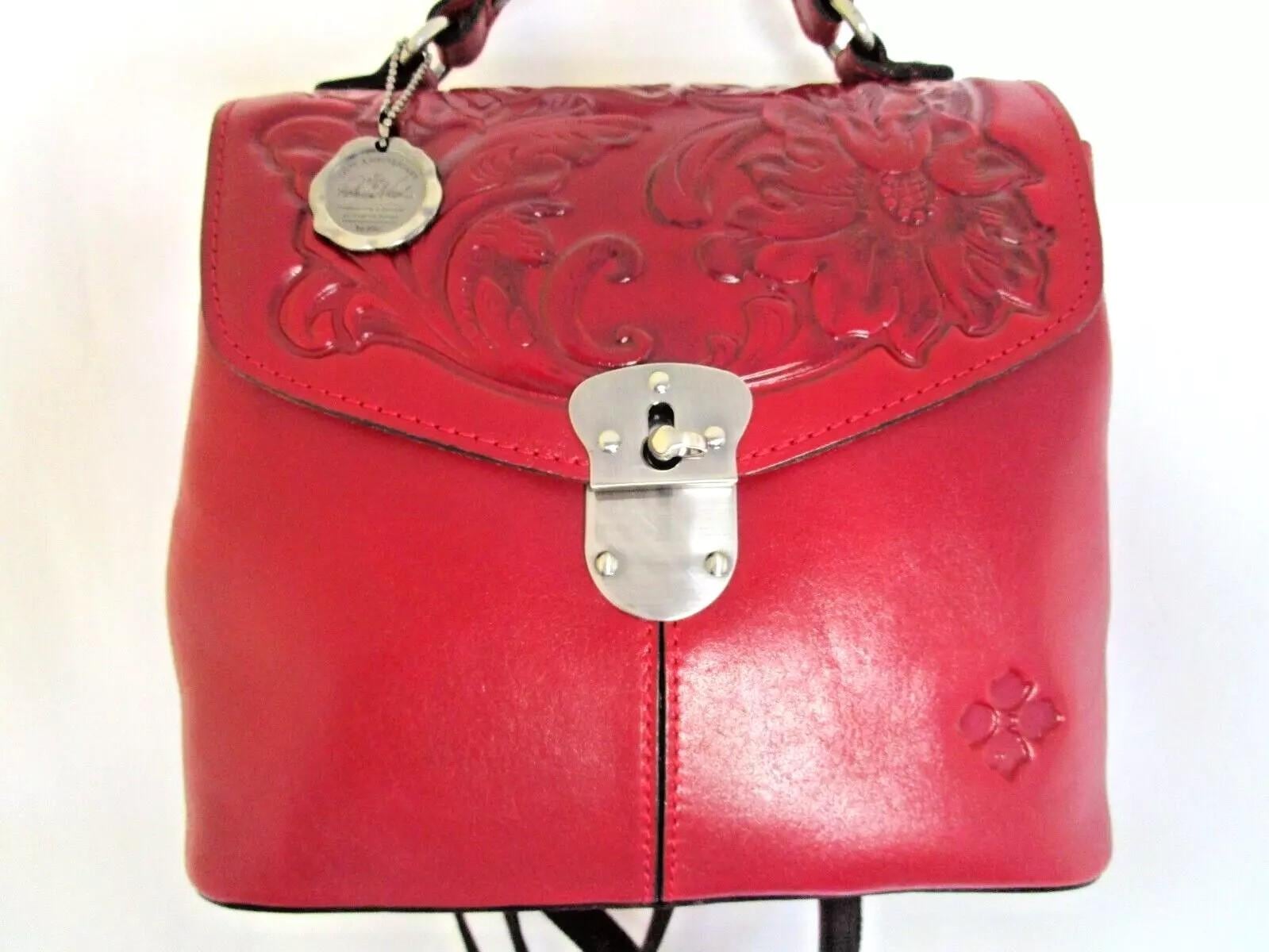 Patricia Nash Sinclair Red Tooled Leather Convertible 