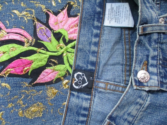 HAND-EMBELLISHED JEANS (new ), Xoxo Denim Blue Floral HAND-EMBELLISHED JEANS (new ), Xoxo Denim Blue Floral