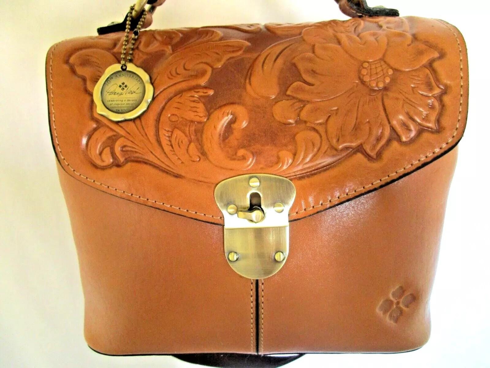 Patricia Nash Sinclair Backpack/Crossbody  NWT ? biscuit or Oxblood Patricia Nash Sinclair British Tan Tooled Leather  main image 2