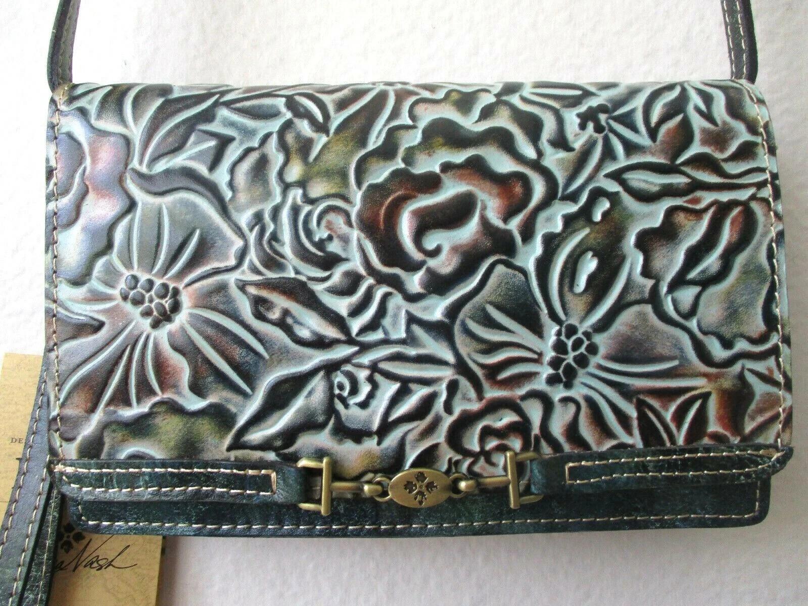 Patricia Nash Apricale Turquoise Multi Tooled Leather Crossbody