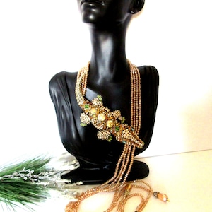 Heidi Daus Alligator Garden 4-Strand Necklace Swarovski Crystal Clip NWT Boxed