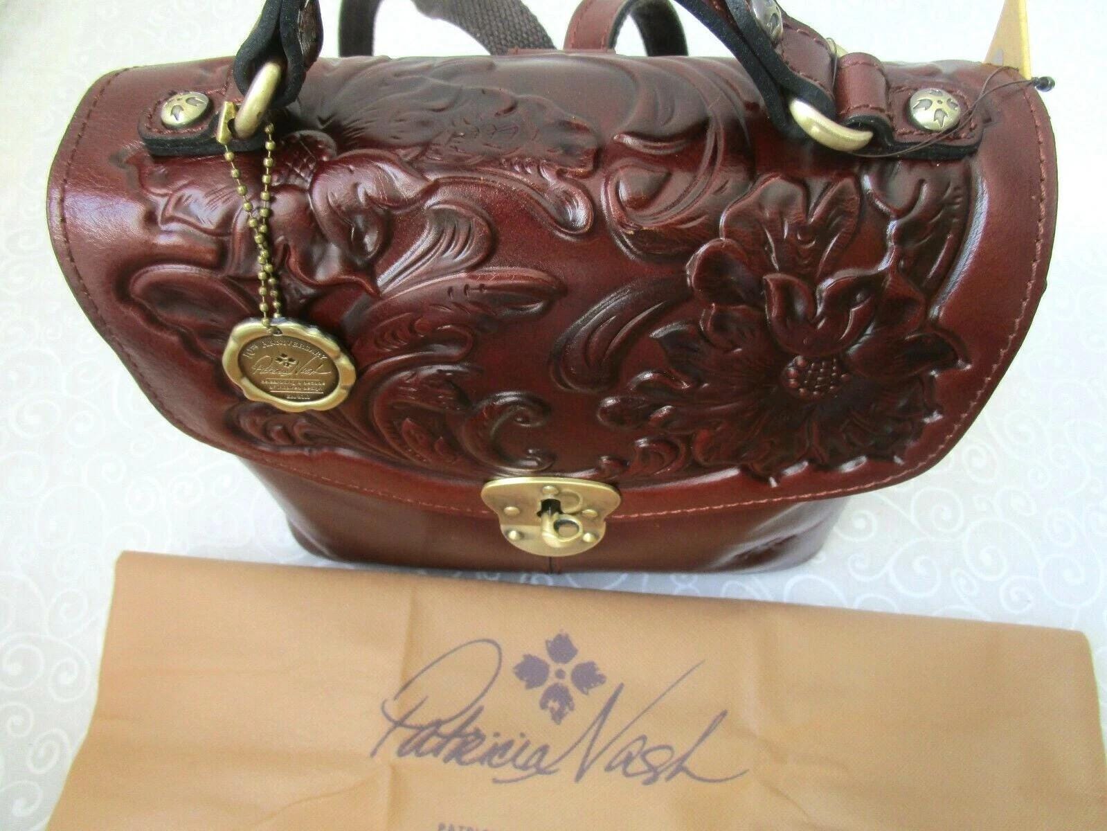 Patricia Nash Sinclair British Tan Tooled Leather  display picture 1