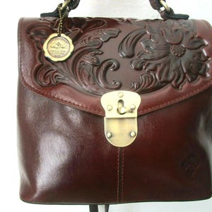 Patricia Nash Small Leather Backpack Shoulder Bag With Lock And Key Boho Alencon Small Backpack - Heritage – Patricia Nash main image 4