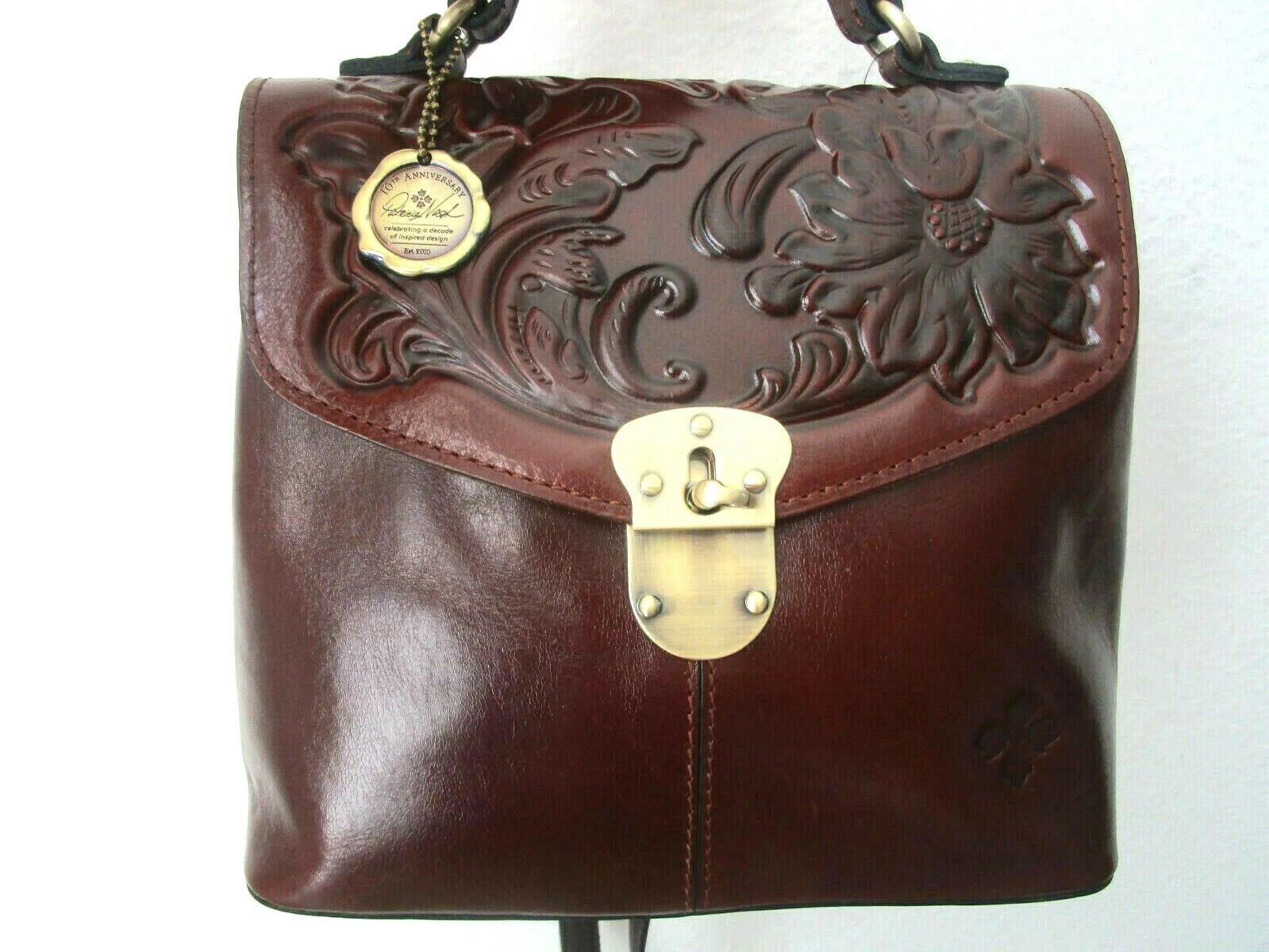 Patricia Nash Sinclair British Tan Tooled Leather 