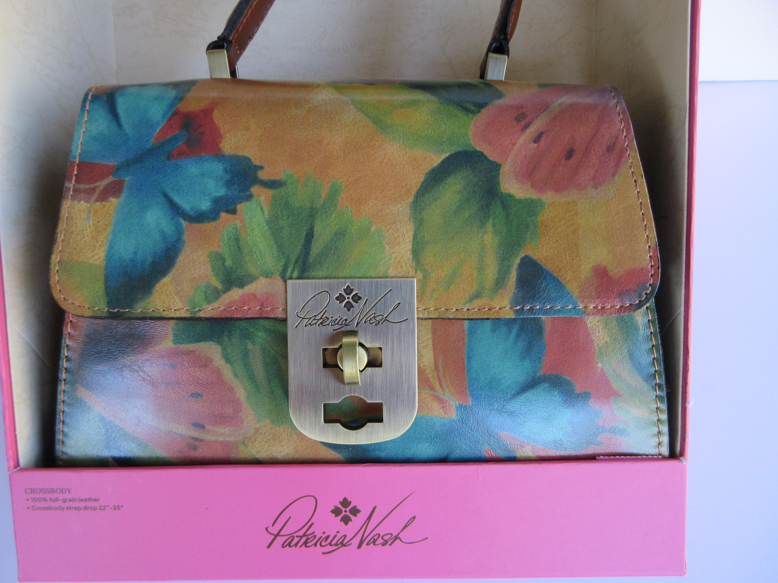 Patricia R Box Patricia Nash Chauny Box Satchel Watercolor Butterfly Leather Bag Purse ...