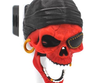 Hell Forged Edition Laughing Pirate Skull Trailer Tow Hitch Receiver Plug Cover that fits 2" Receivers for car, truck, or SUV