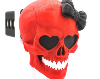 Gothic Edition Cute but Deadly Skull Trailer Tow Hitch Receiver Plug Cover that fits 2" Receivers for car, truck, jeep, or SUV