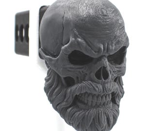 Bearded Skull Trailer Hitch Cover 2" Receiver Plug – Aggressive Gothic SUV, Jeep, or Truck Accessory