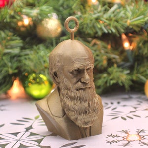 Charles Darwin Christmas Ornament 3D Printed 3" with Loop (all Scientists, Mathematicians, and Engineers)