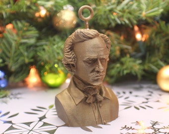 Edgar Allan Poe Christmas Ornament 3D Printed 3" with Loop (all Writers, Novelists, and Social Critics)