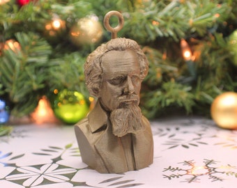 Charles Dickens Christmas Ornament 3D Printed 3" with Loop (all Writers, Novelists, and Social Critics)