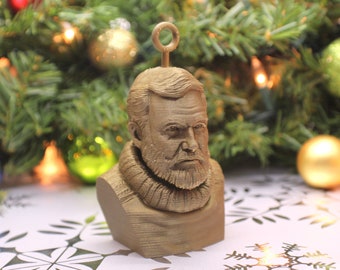 Ernest Hemingway Christmas Ornament 3D Printed 3" with Loop (all Writers, Novelists, and Social Critics)
