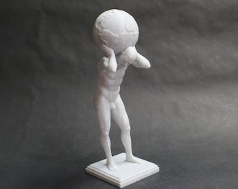 Atlas Carrying the World 3D Printed Statue Art inspired by Greek Mythology