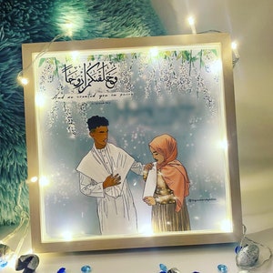 Custom Faceless Digital Illustration | Personalised Portrait Print | Light Up Frame | Digital Art | Islamic Wedding Gift | Family & Friends
