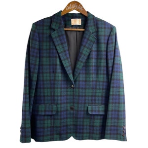 Pendleton Blazer 100% Wool Blackwatch Tartan Blue Green Vintage Jacket