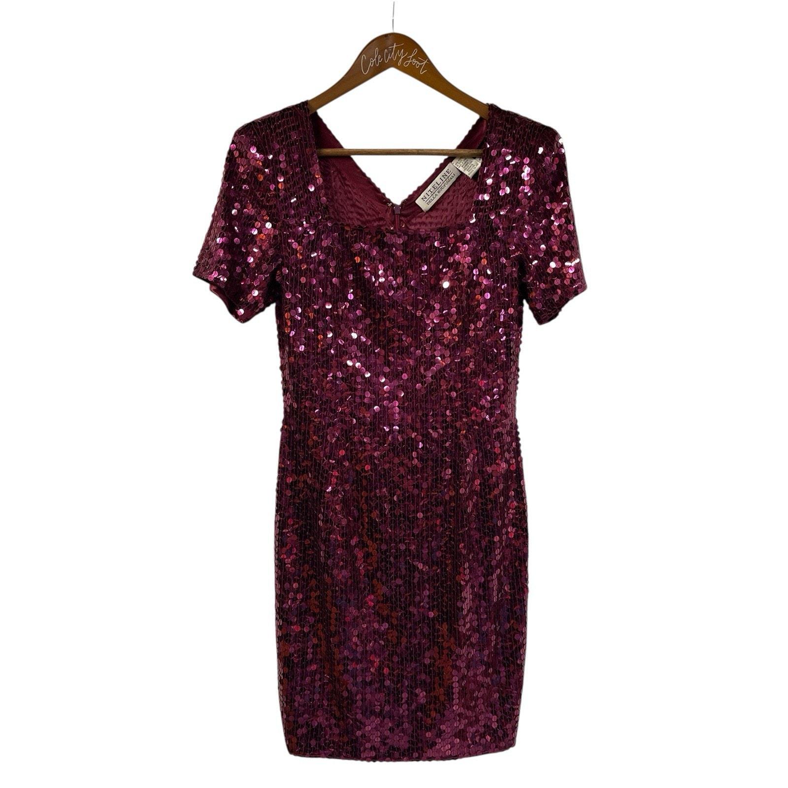 Maroon Sequin Dress - Etsy Maroon Sequin Dress - Etsy