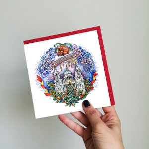 St Paul's Cathedral Christmas card. Christmas in London cards. Xmas cards for London lovers. London greeting card. London seasonal card.