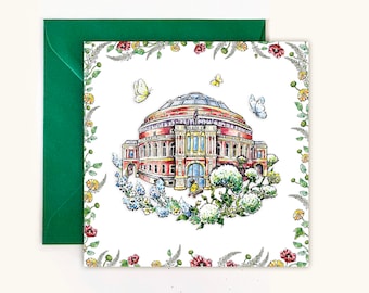 Biglietto d'auguri Royal Albert Hall per l'amante di Londra. Memoria di Londra.