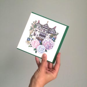 Cartão de felicitações da liberdade Londres. Arte da Liberdade Londres. Cartão de hortênsia. Cartão para amante de Londres. Cartão para ela