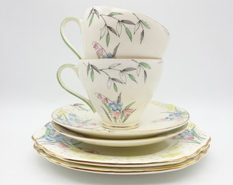 1930's Foley China Tea Saucers & Side Plates Only- Rare Forget-Me-Not Floral Pattern