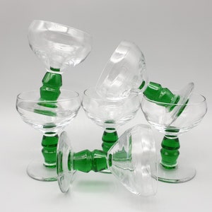 1960&#39;s Sherry or Liquor Glass - Bright Green Hooped Stem - Possibly made in Germany - Excellent Condition