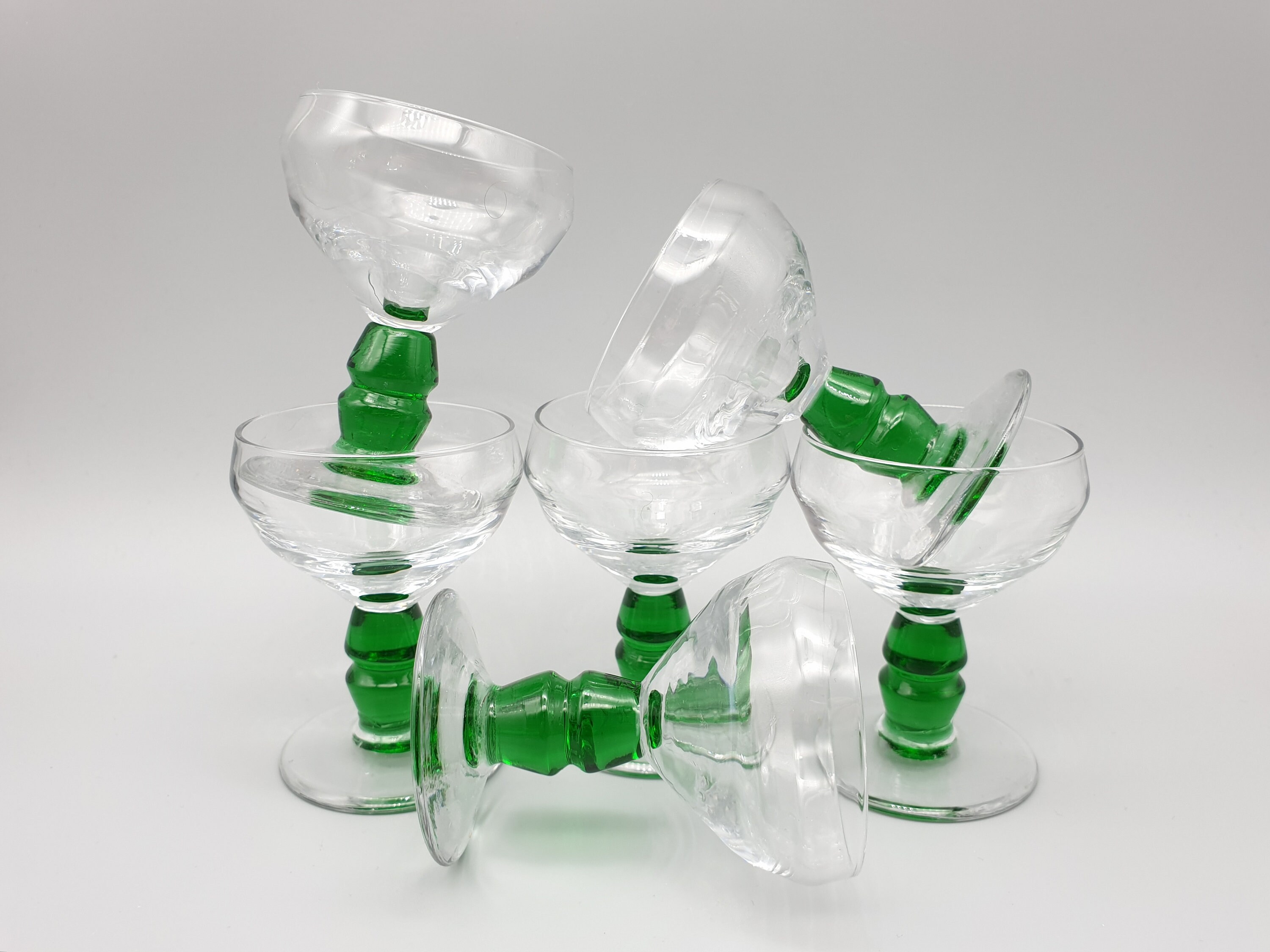 1960's Sherry or Liquor Glass - Bright Green Hooped Stem - Possibly made in Germany - Excellent Condition