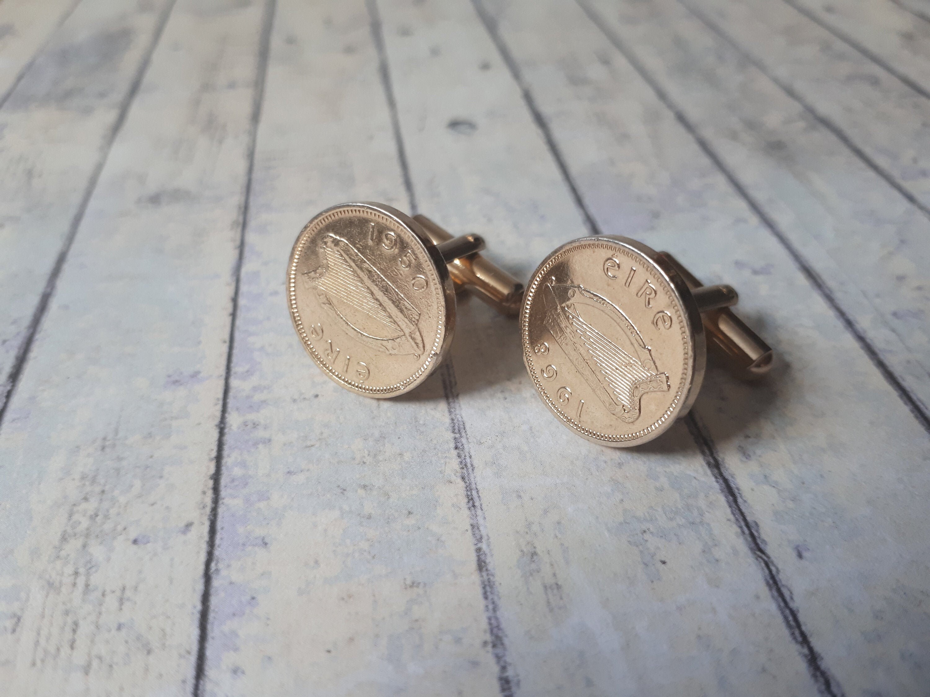 Irish Threepence Coin Goldtone Toggle Bracelet