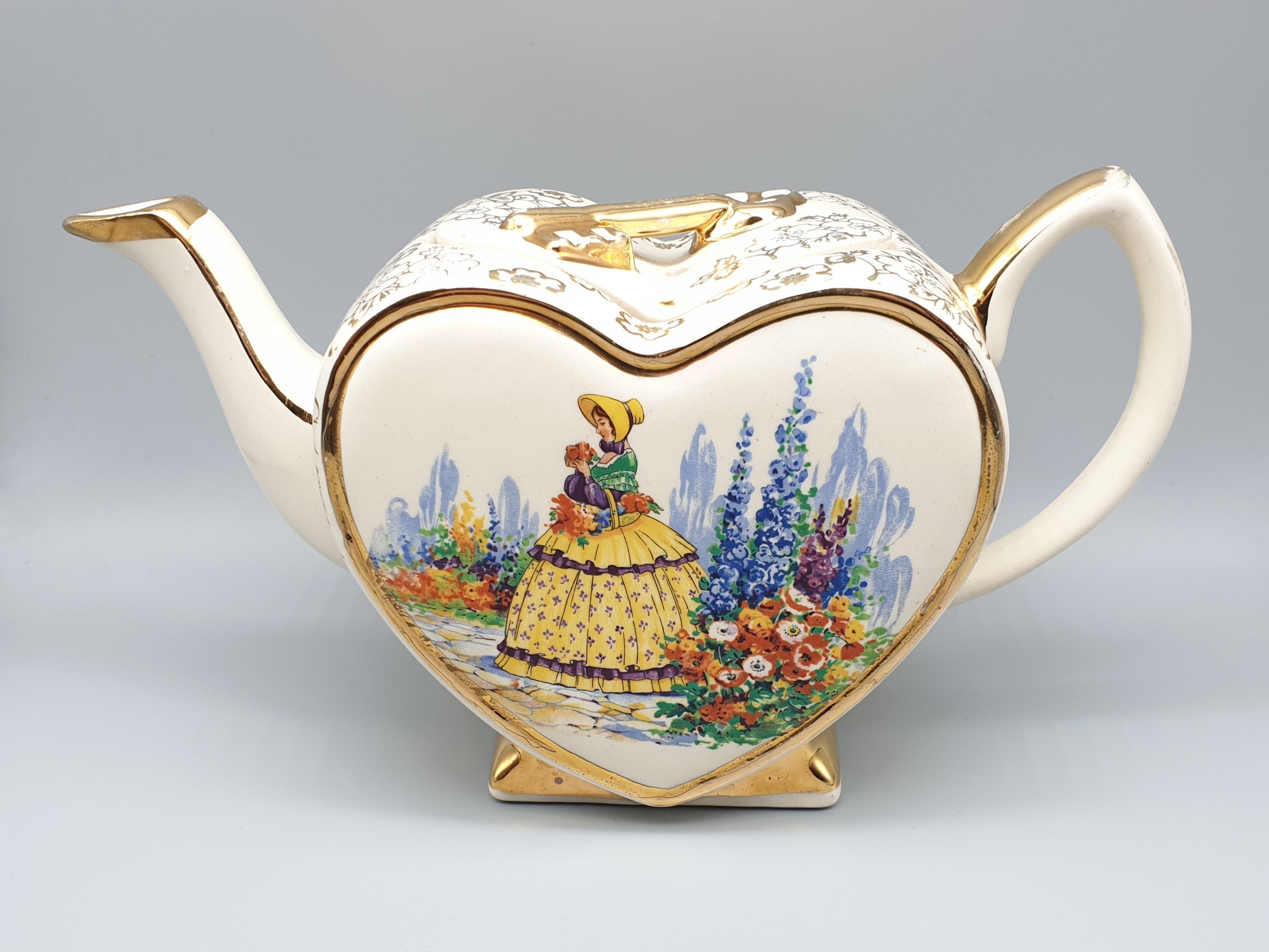 1940's Heart & Key Teapot Lingard ster Tunstall Etsy