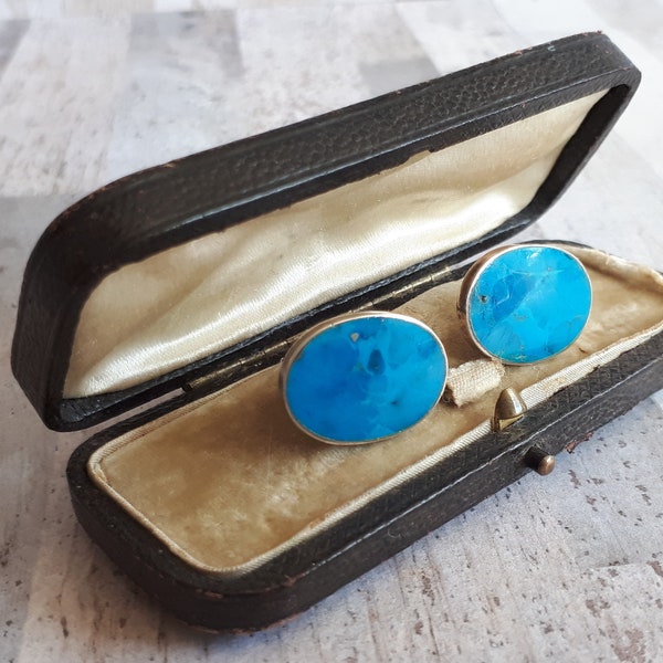 1980's Silver Turquoise Stud Earrings - Lovely natural stone - Good size - Stamped 925 - Possibly made in Mexico