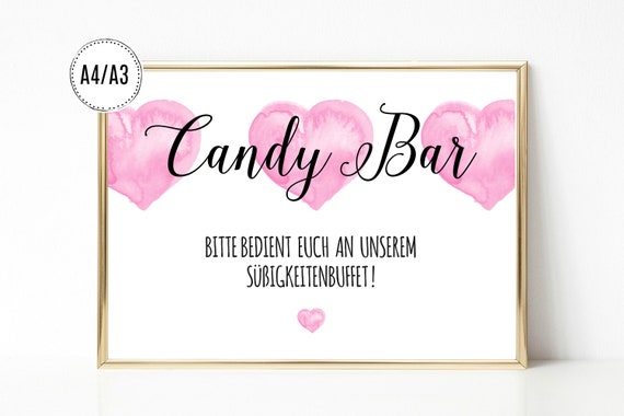 Kunstdruck Print Digitaldruck Candy Bar Schild Aufsteller Etsy