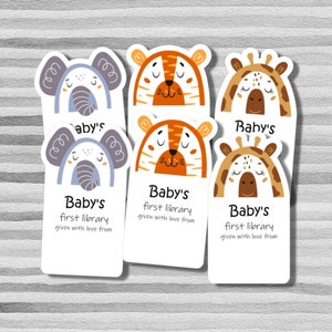 Baby&#39;s First Library Stickers: Elephant, Tiger, Giraffe - Set of 6