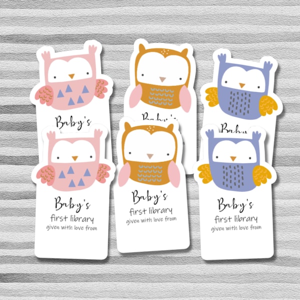 Book Labels, First Library, Baby's First Library Book Labels, Owl Book Labels, Book Stickers