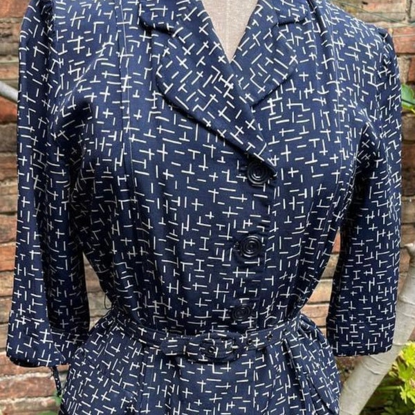 Vintage 1940’s Original Day Jacket Blue and White size 12uk Lindy Hop Swing Dance Tea Dance WW11