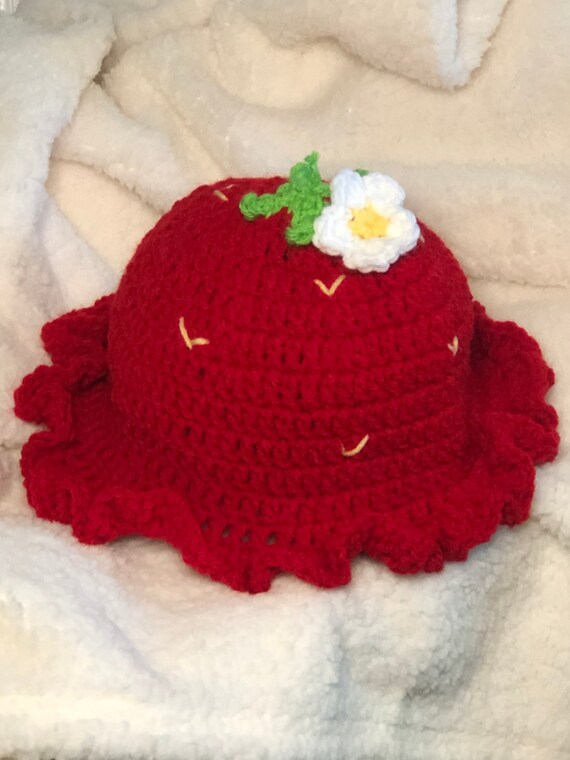 Strawberry Crochet Knit Bucket Hat Cute 