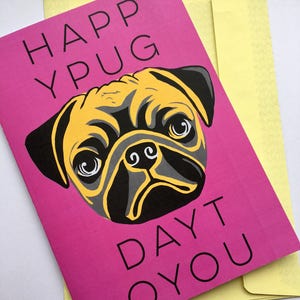 Pug Card. Instant Download. Cute Puppy Dog. Greeting Card. Printable DIY Digital File. Birthday Card. Punny. Mother&#39;s Day Card. Funny. Love.