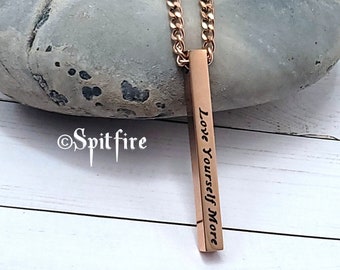 Love yourself more bar necklace- bar pendant, rose gold chain, rose gold pendant, affirmations, positive, classy jewelry