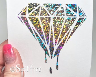 Dripping diamond decal- holographic, glitter, girls best friend, vinyl, blood diamond