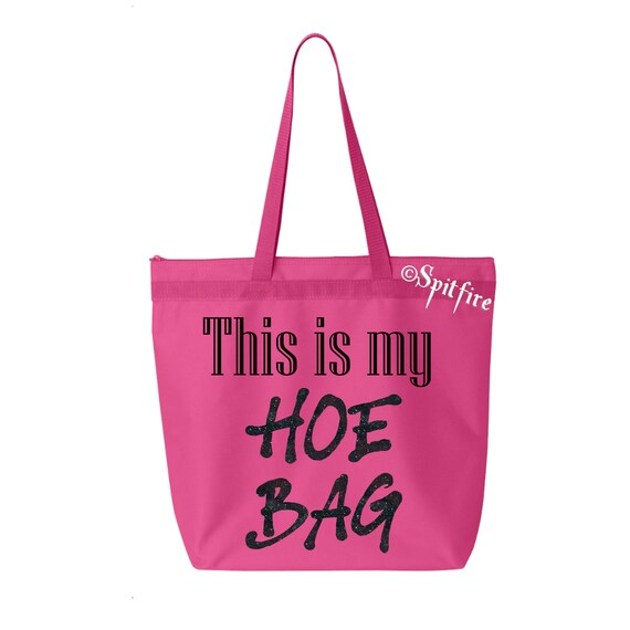 This is My Hoe Bag Pink Tote Glitter Vinyl Tote Bag Purse 