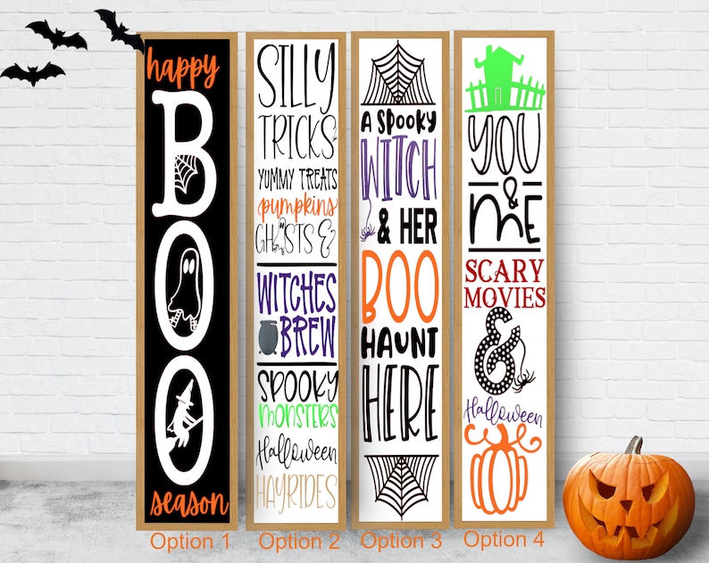 Halloween standing Porch signs spiders holiday decor webs costumes witches,glitter vinyl front porch ghosts VINYL ONLY
