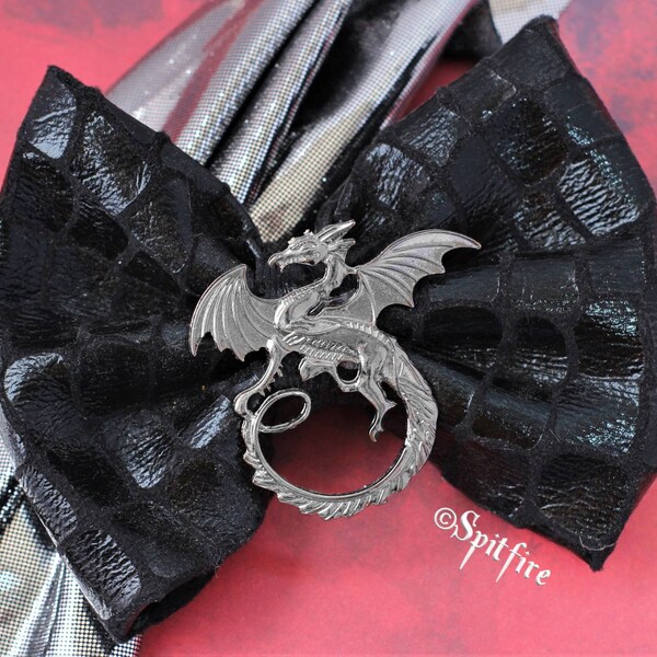 Dragon faux leather bow- Vikings, dragons, fire, mother of dragons, leather, eggs