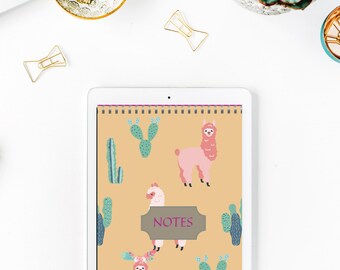 BOHO Llama DIGITAL NOTEPAD | Digital NotePad for iPad/Android | Xodo | Notability | GoodNotes | Vertical NotePad | Journal