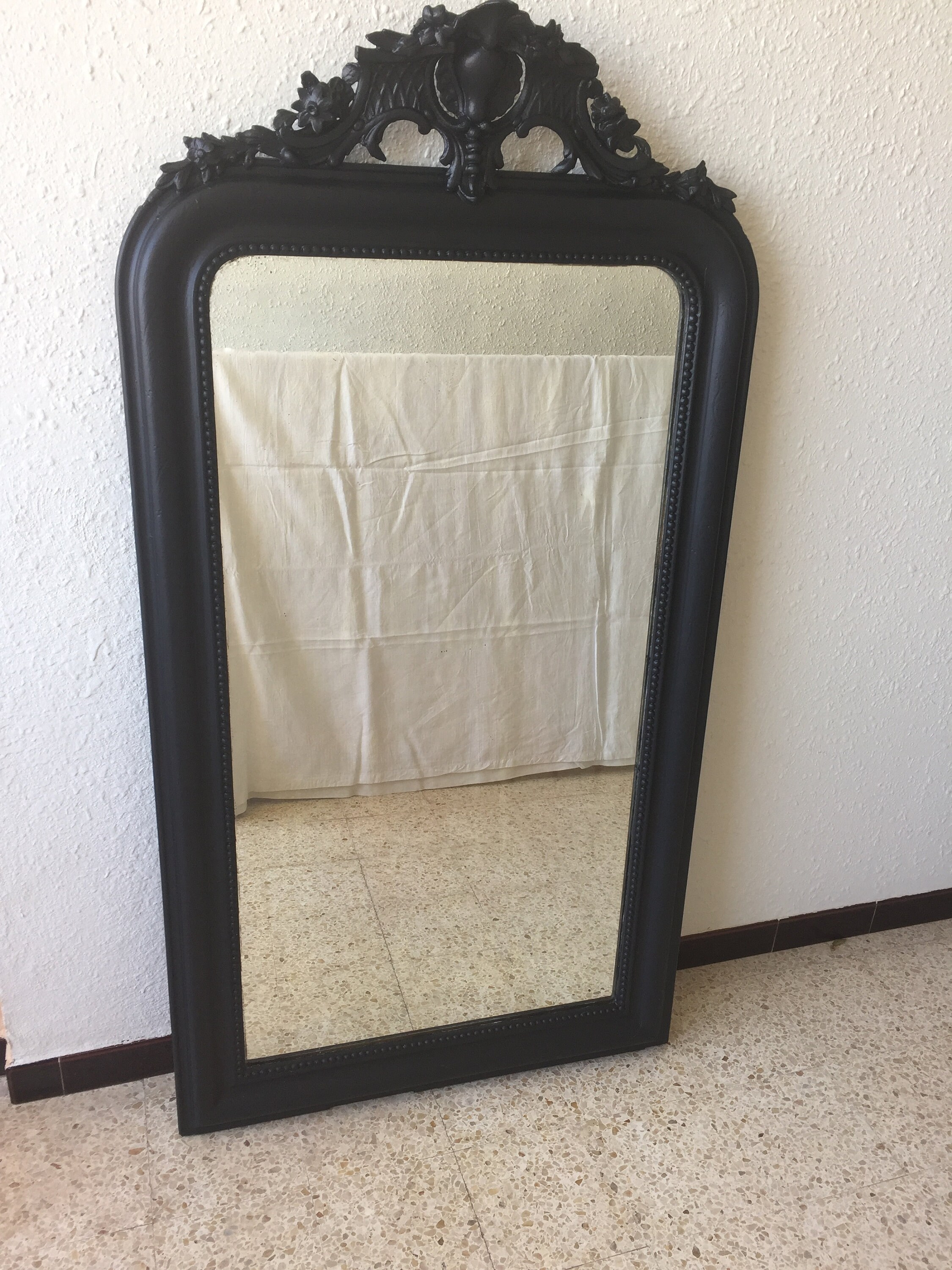 Large antique mirror black