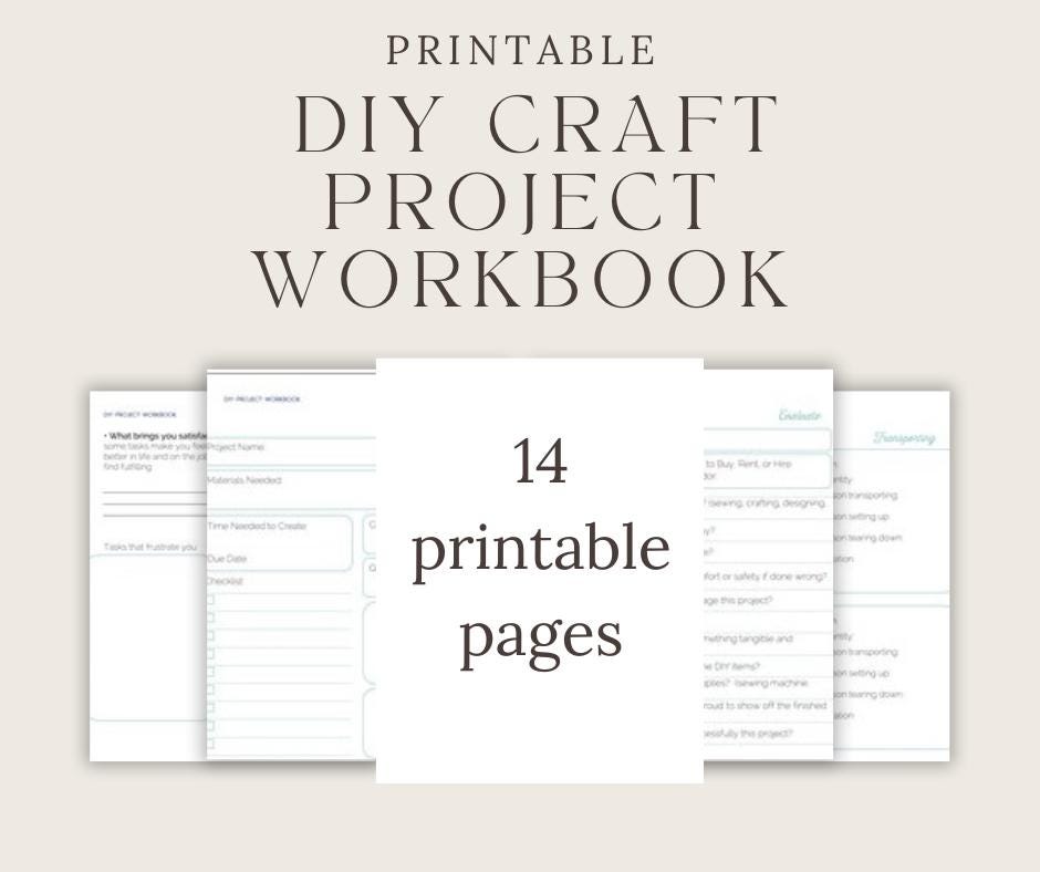 DIY Craft Project Workbook, Printable Hobby Planner (PDF) - Etsy