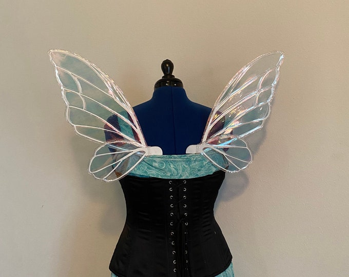 Medium Iridescent Fairy Wings, Costume Fairy Wings, White Fairy Wings