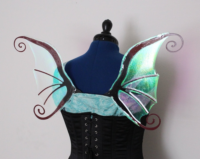 Small Red and Black Iridescent Dark Fairy Wings