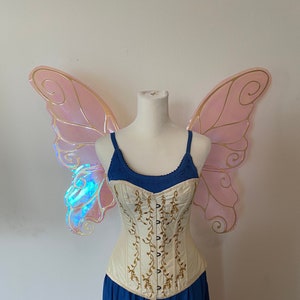 Large Pink and Gold Iridescent Butterfly Fairy Wings, Iridescent Adult Fairy Costume Wings