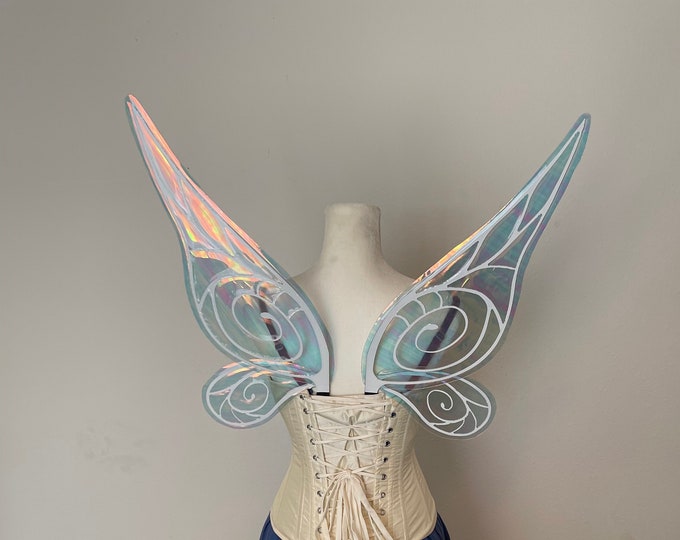 Medium Iridescent silver  Fairy Wings, Costume Fairy Wings, Cosplay Fairy Wings
